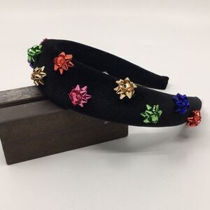 Baublebar Metallic Gift Bow Black Velvet Headband